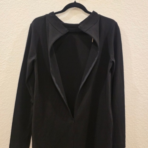 FUZZI Mock Neck Long Sleeve Mini Dress Small Black With Pockets Made in Italy - Picture 7 of 11